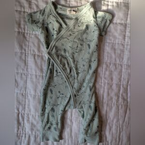 Rabbit + Bear Organic Cotton Light Green One Piece - 3-6M